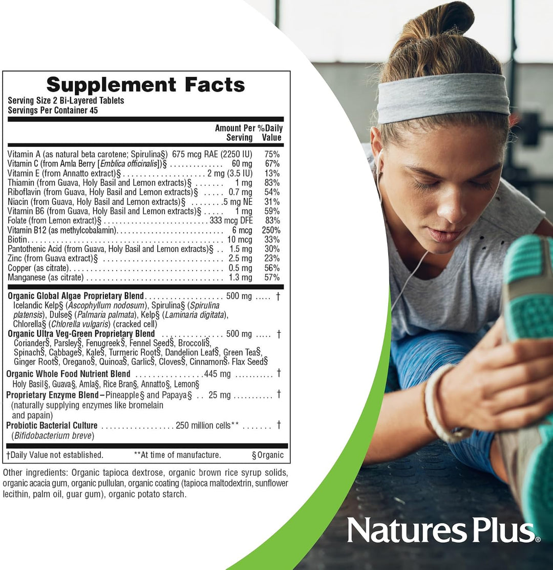 NaturesPlus Ultra Juice Green - 90 tabletas de dos capas, paquete d...