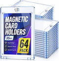 Portatarjetas magnético de 64 quilates, soporte para tarjetas de 35 puntos, protección U-V y protector de plástico duro impermeable para tarjetas intercambiables, deportes, béisbol, fútbol