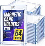 Portatarjetas magnético de 64 quilates, soporte para tarjetas de 35 puntos, protección U-V y protector de plástico duro impermeable para tarjetas intercambiables, deportes, béisbol, fútbol