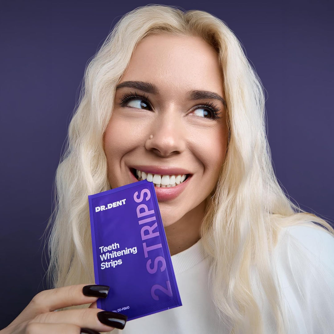 DRDENT Tiras blanqueadoras de dientes moradas, 21 tratamientos, seg...
