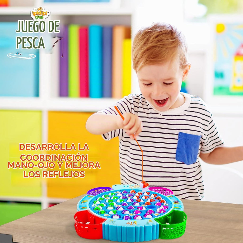 IPIDIPI TOYS Juego de pesca para niños, 45 peces y 8 bastones - Juguete