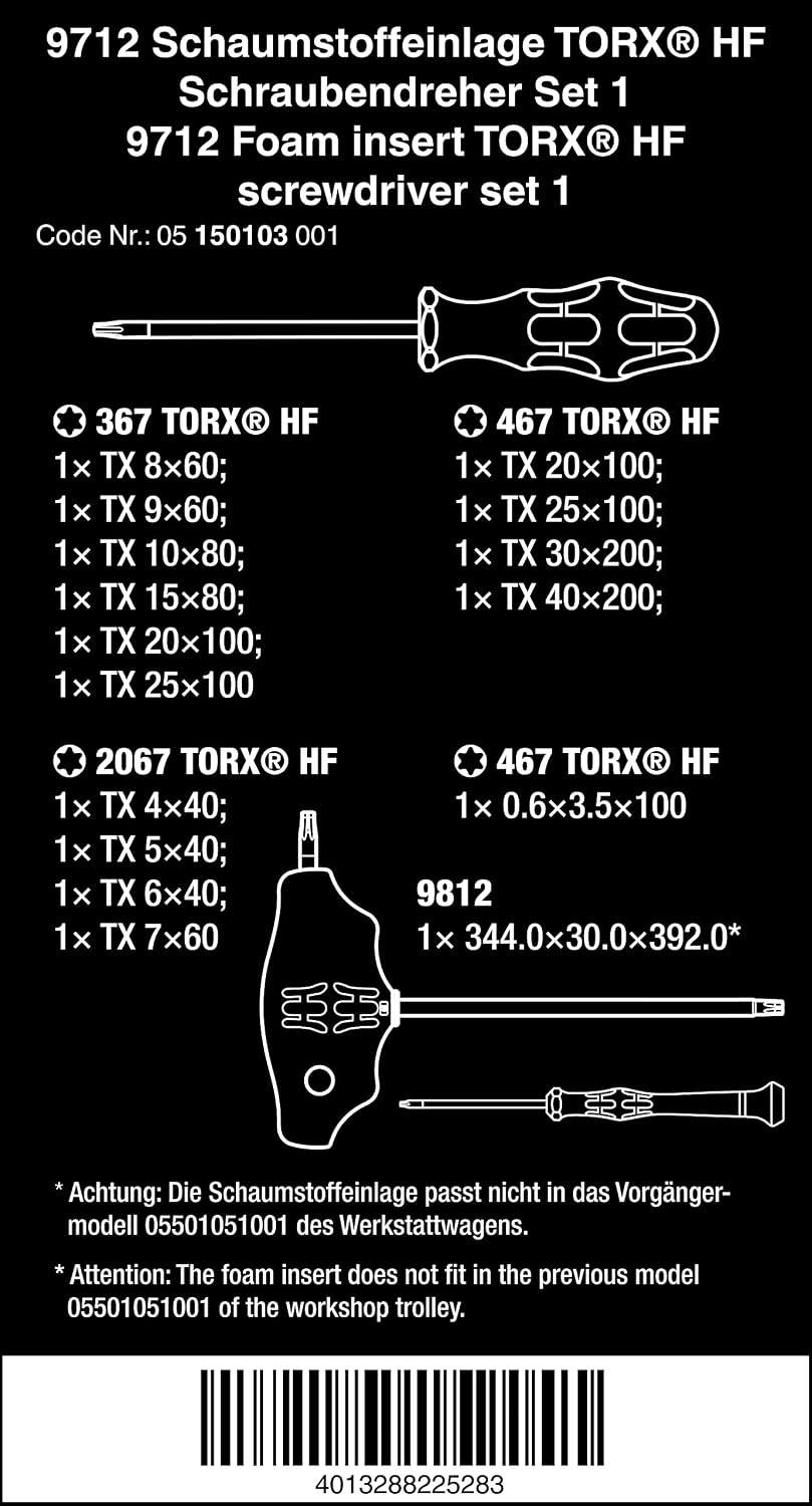 Wera 05150103001 9712 Juego de destornilladores TORX® HF 1, 14 piezas