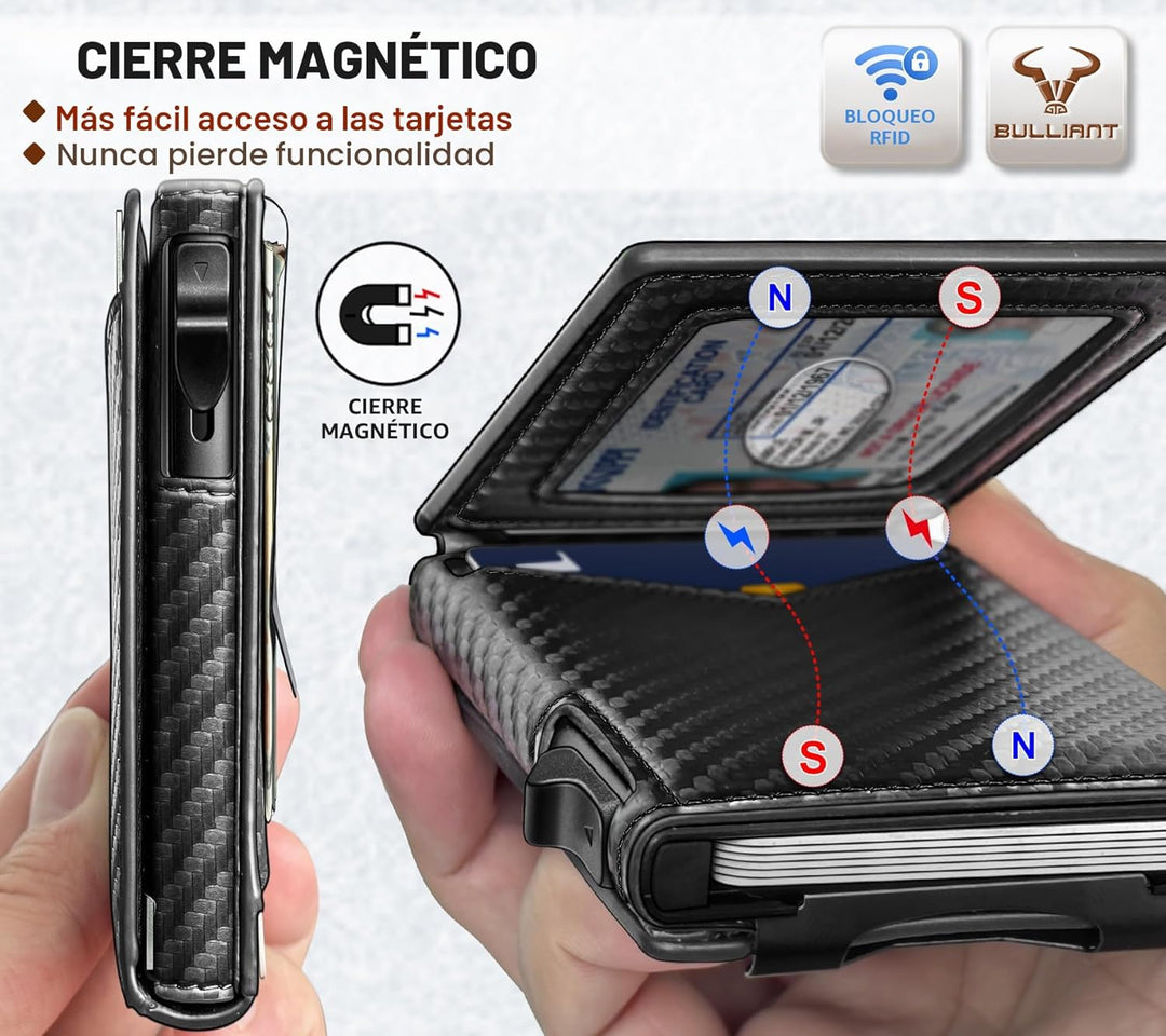 Cartera BULLIANT para hombre, cartera con clip de dinero delgada pa...