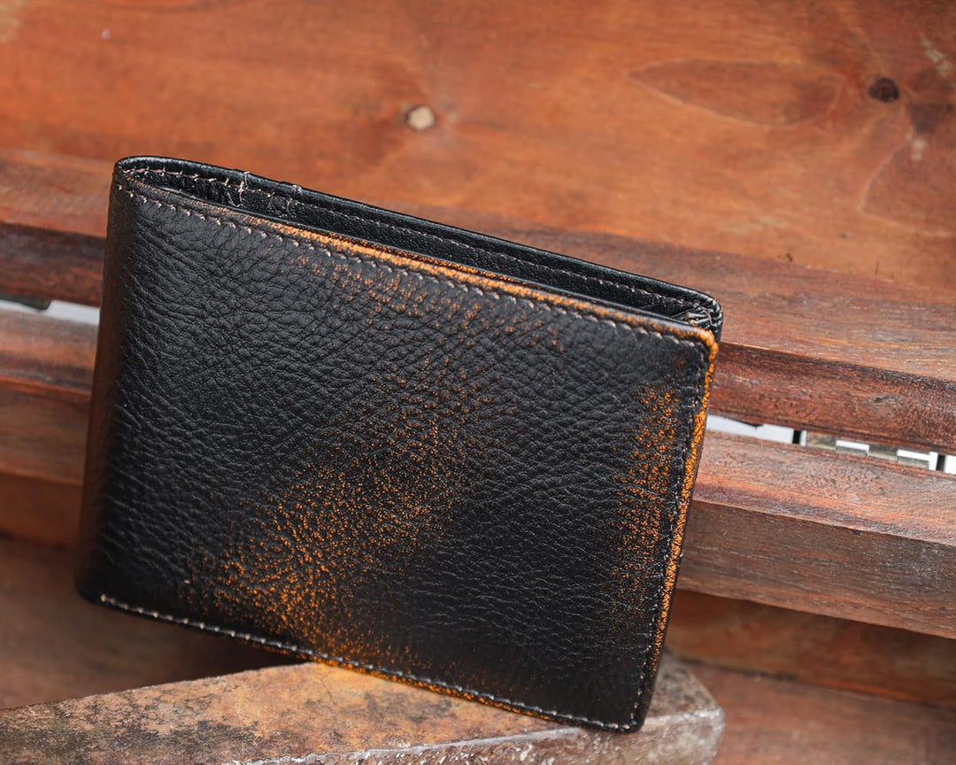 DK86 Cartera para hombres Slim Rfid Bifold Cuero Genuino 2 ID Venta...