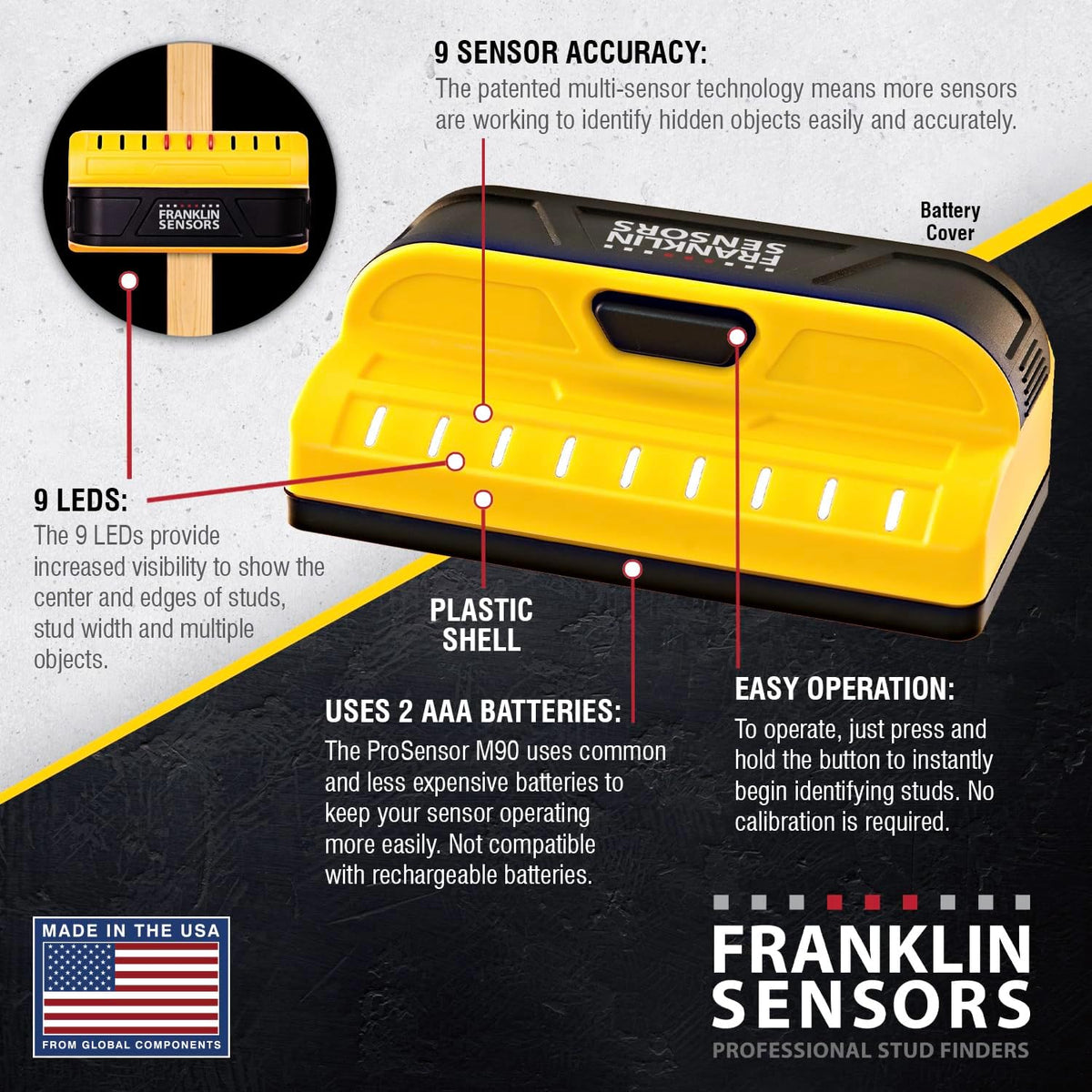 Franklin Sensors ProSensor M90 - Escáner de pared con 9 sensores