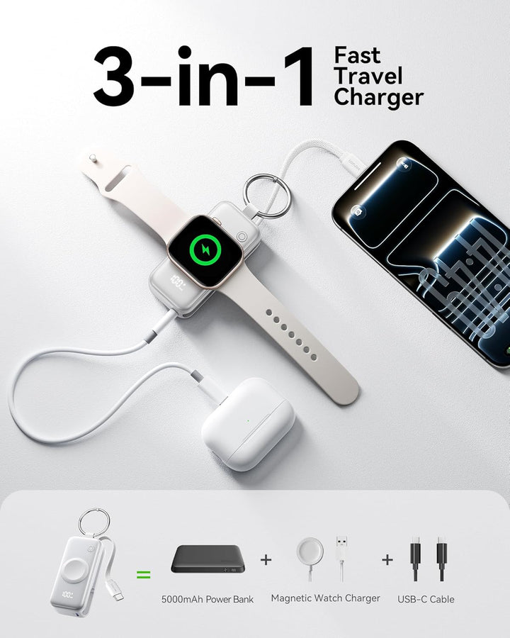 INIU Cargador Portátil 3 en 1, Pequeña Batería Externa de 5000mAh c...