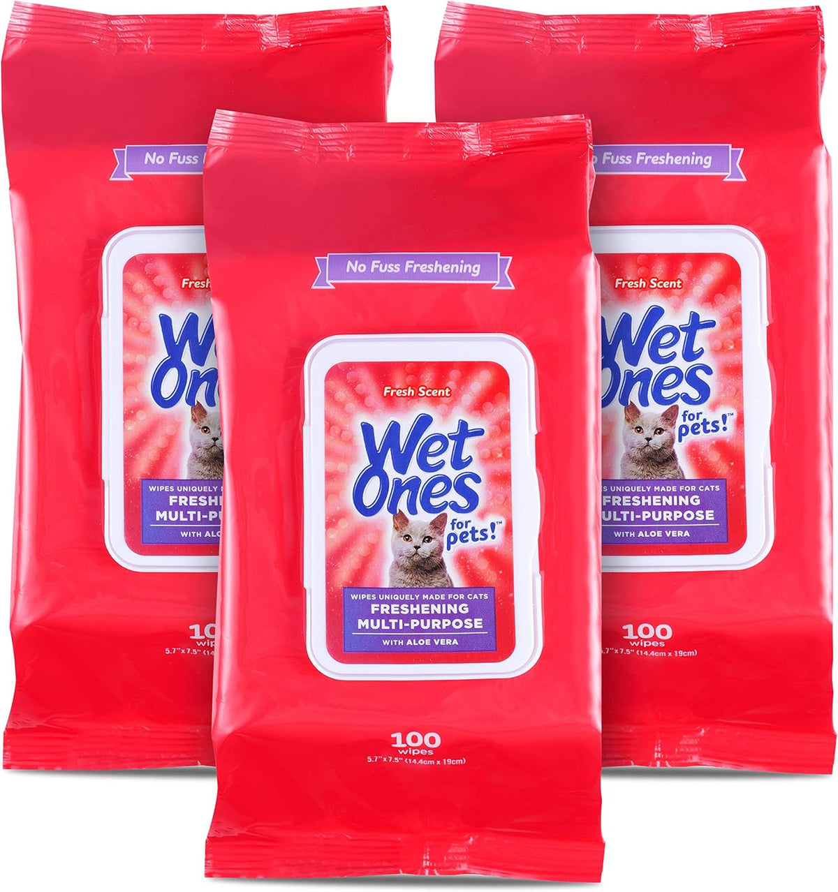 Wet Ones Toallitas multiusos para refrescar mascotas para gatos, 100