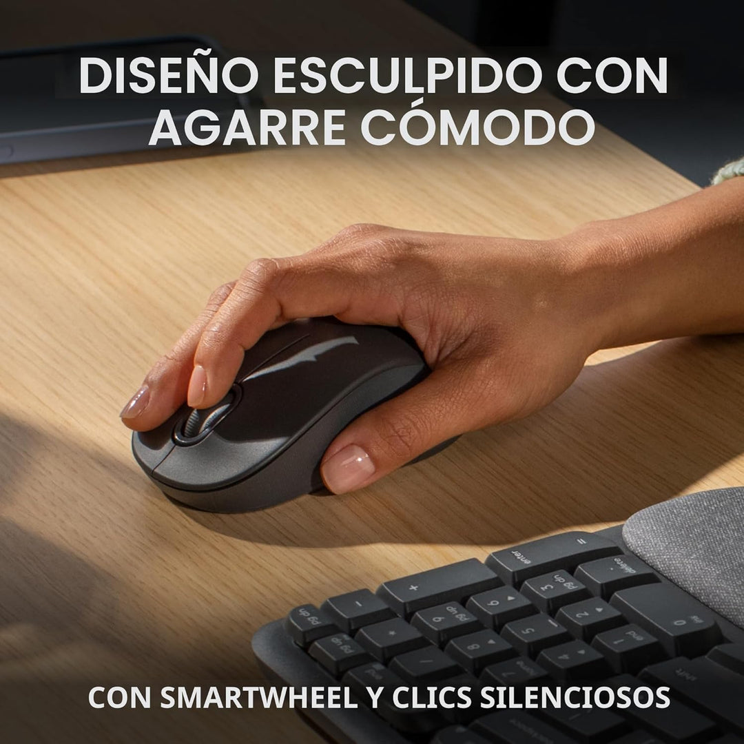 Logitech Wave Keys MK670 Combo, teclado ergonómico inalámbrico con...