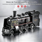 Juegos de tren eléctrico para niños, juguetes de tren de Navidad de aleación de metal, locomotora de vapor, vagones de pasajeros brillantes, pistas de lujo, luz y sonidos, regalos de cumpleaños recargables para niños y niñas, color rojo
