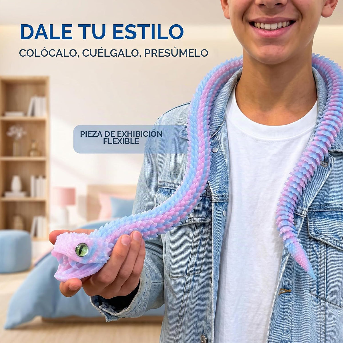 Modelo de serpiente impreso en 3D de gran tamaño de 35.5 pulgadas con dientes móviles y articulaciones flexibles, figura de reptil, alivio del estrés, regalo sorprendente y mágico (35.5