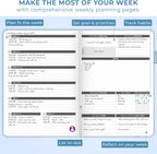 Clever Fox Agenda grande – Agenda semanal y mensual sin fecha para productividad, gestión del tiempo y objetivos – Diario organizador – 7 x 10 pulgadas (vinagre de vino)