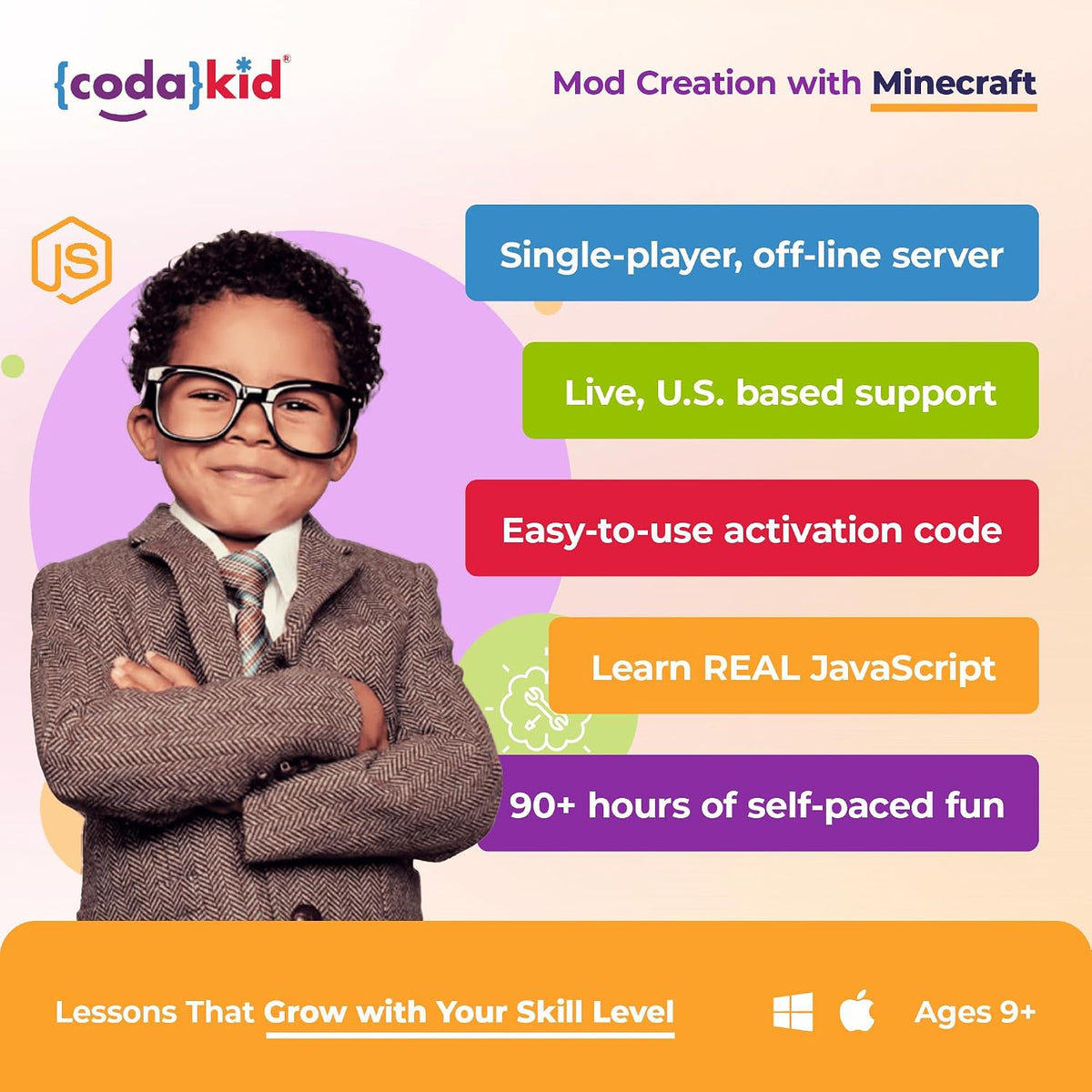 CodaKid Coding Box para Kids - Minecraft Modding & Java Game Design Activity, Ages 9+ - Includes 12 Months Access & Online Mentor Support