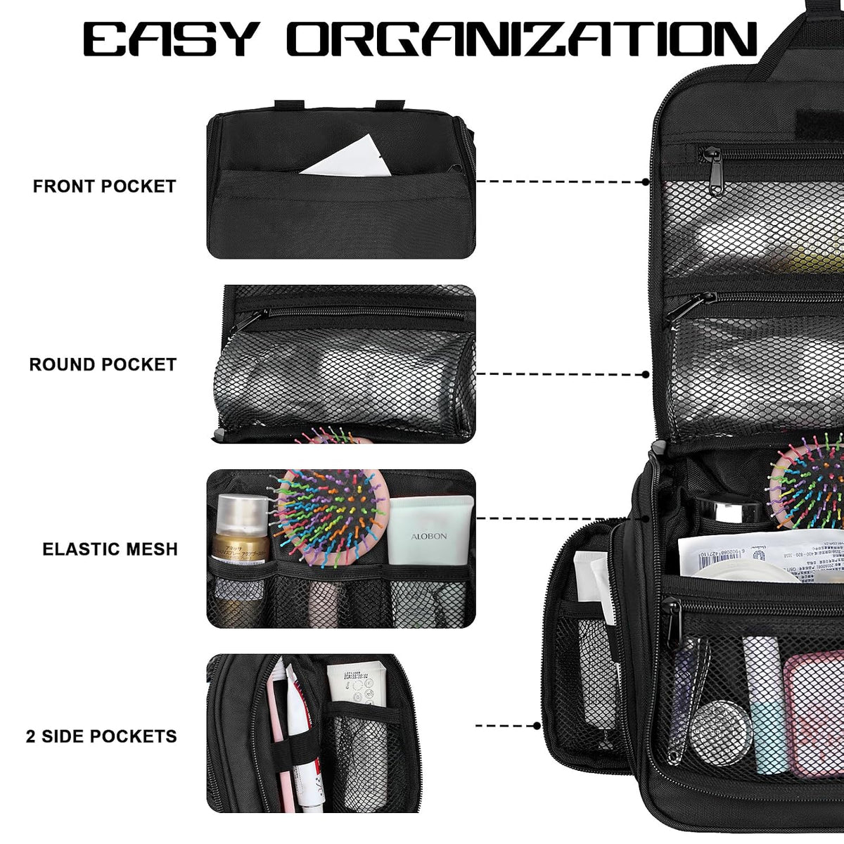 Neceser colgante para hombres y mujeres, organizador resistente al