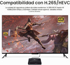 ACEMAX Reproductor multimedia de señalización digital 4K: reproducción automática y video USB, no necesita WiFi, soporta USB de hasta 8 TB y MicroSD de 1 TB, reproductor multimedia HDMI 4K H.265 para pantallas de TV
