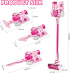 Set de 4 en 1 para niños: aspiradora de juguete para juego de simulación (Color Metálico Rosa)