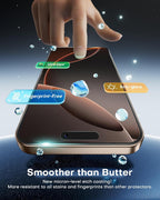 OMOTON Protector de pantalla de vidrio mate para iPhone 16 Pro, paquete de