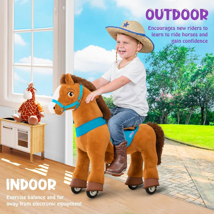 PonyCycle Juguetes de Caballo para Montar para Niños Caballo Marrón...