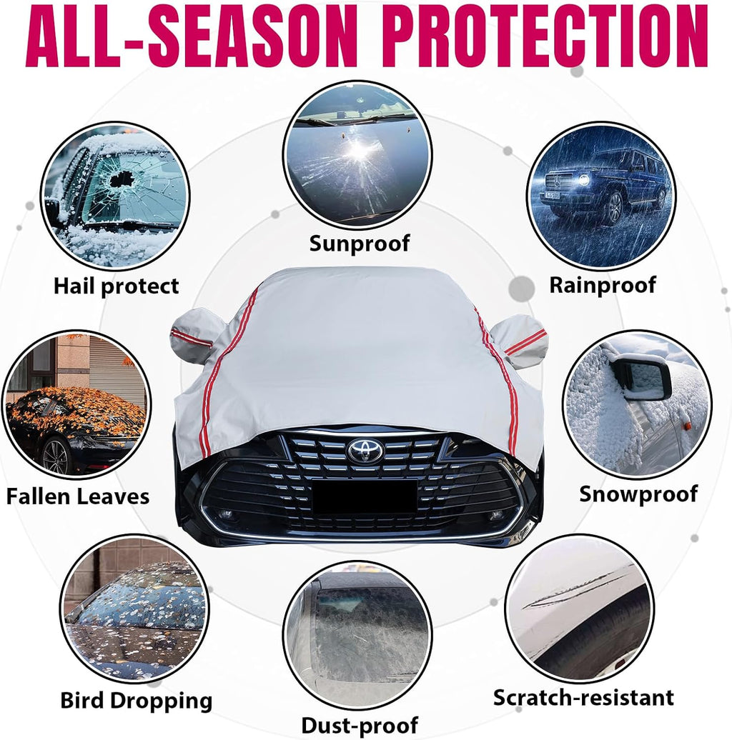 Cubierta de medio coche Sedan, cubierta superior con tira reflectante roja, cubierta protectora contra el granizo con forro de algodón, cubierta para techo solar y parabrisas para hielo y nieve