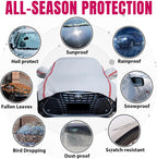 Cubierta de medio coche Sedan, cubierta superior con tira reflectante roja, cubierta protectora contra el granizo con forro de algodón, cubierta para techo solar y parabrisas para hielo y nieve
