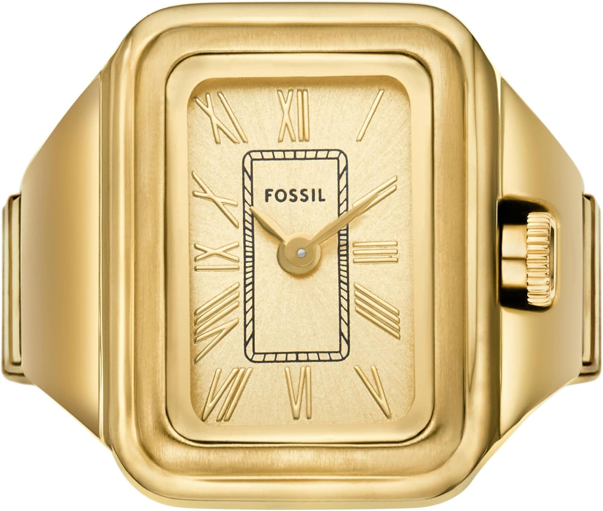 Fossil Reloj de Cuarzo de Acero Inoxidable de Dos Manos para Mujer con Anillo