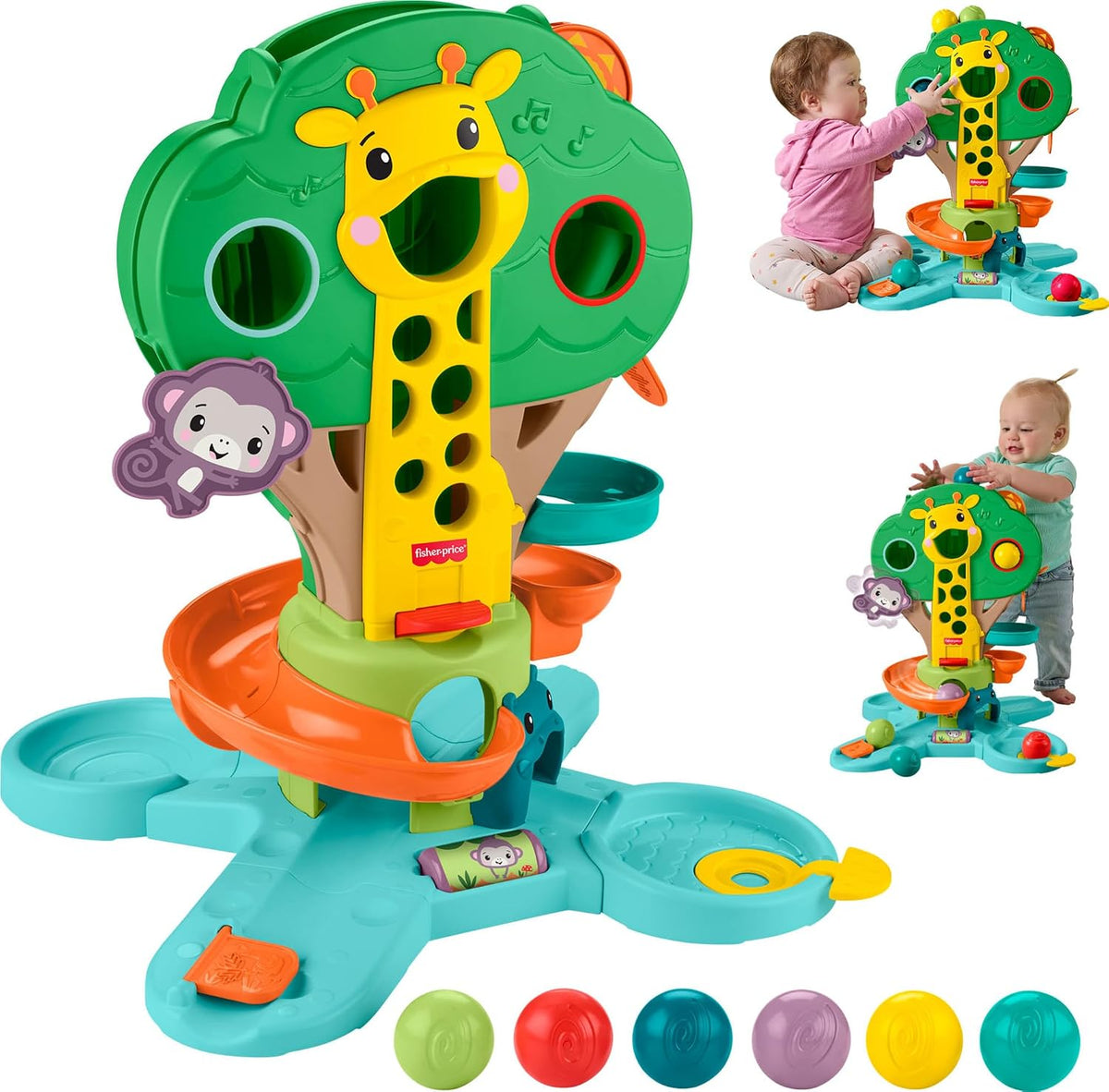 Fisher-Price Juguete de actividad musical de árbol de la selva sentado a
