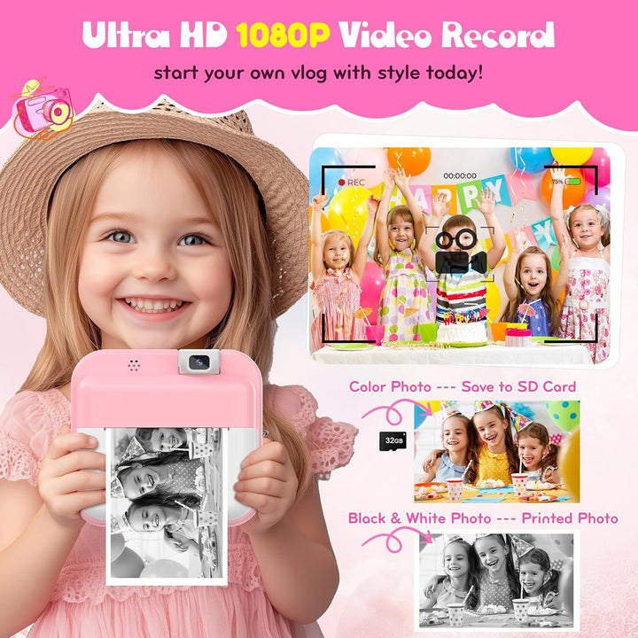 Cámara para niños con impresión instantánea y lente reversible, reg...