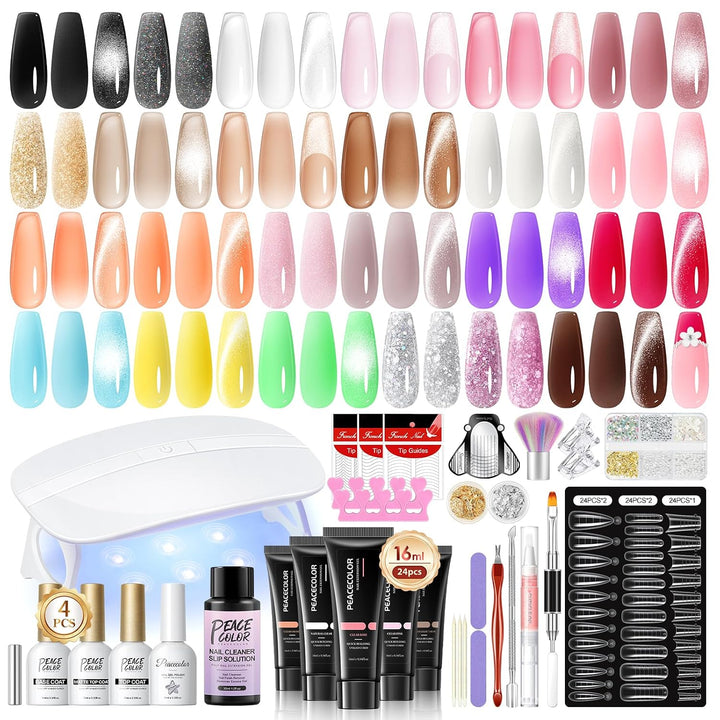 PEACECOLOR Kit de uñas de gel con polvo acrílico de 50 piezas con l...