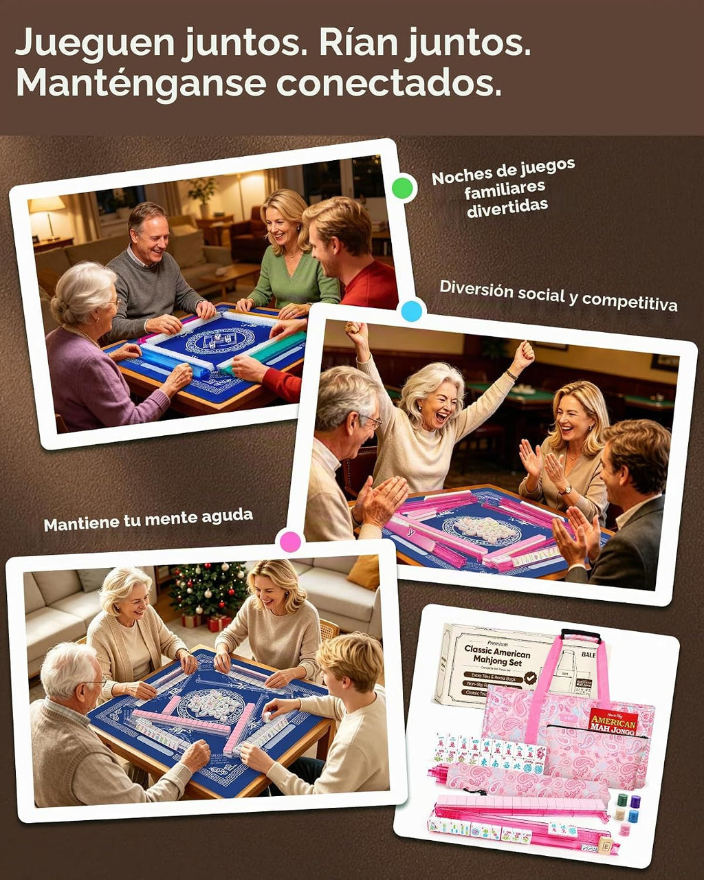 BALE ® Original American Mahjong Tile Set con Complete Game Accessories