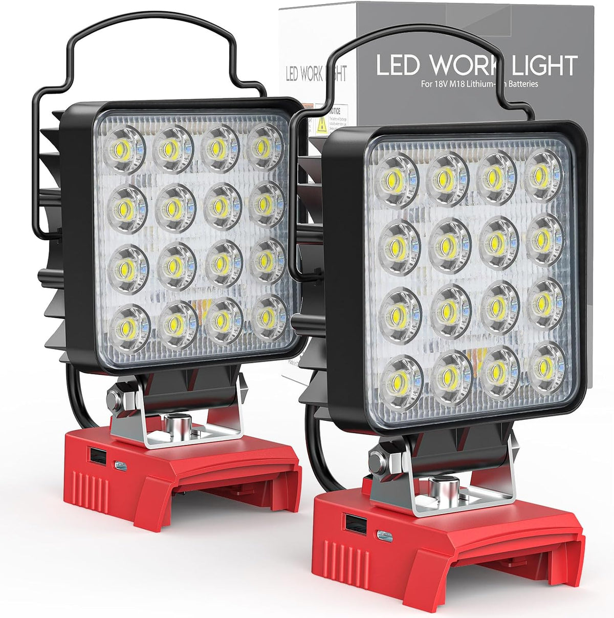 2 luces de trabajo LED inalámbricas compatibles con batería Milwaukee de 18