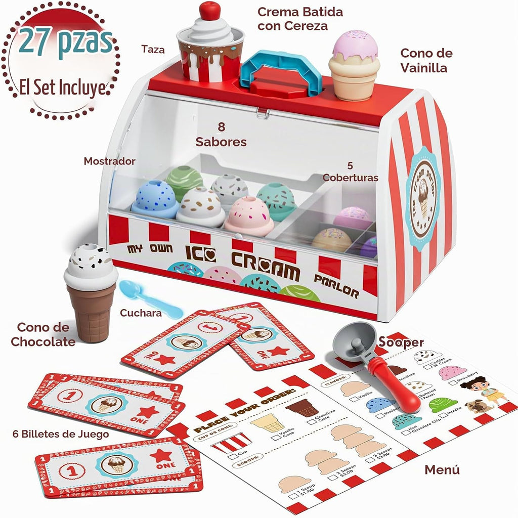 Lehoo Castle - Juguetes de helado para niños pequeños de 3 a 5 años, juguetes para niñas de 3 años en adelante, juego de helado para niños de 2 a 4 años, juego de tienda de helados, regalo para niños