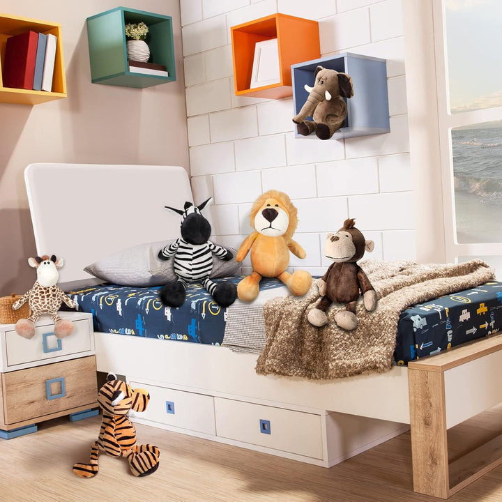 Zhanmai - Juego de 6 animales de peluche de safari de animales de l...