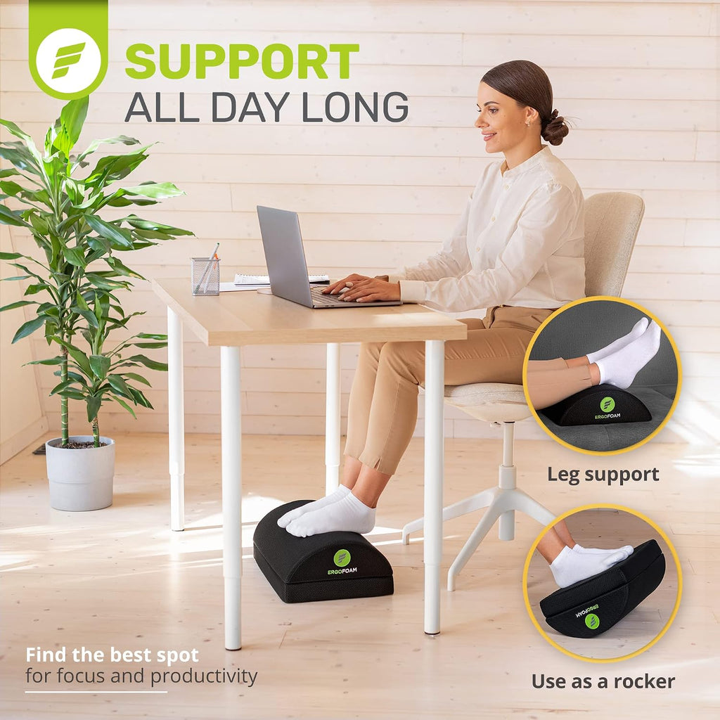 Lámpara ErgoFoam Reposapiés para debajo del escritorio de trabajo - Aprobado por quiroprácticos 2en1 ajustable Premium Reposapiés debajo del escritorio - Ergonómico Reposapiés de escritorio con espuma suave