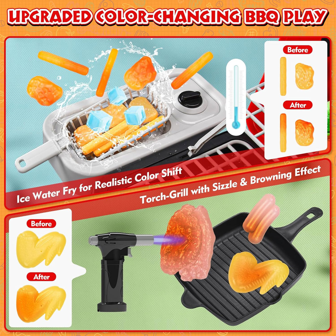 Juguetes de cocina para niños de 86 piezas: juego de parrilla para...