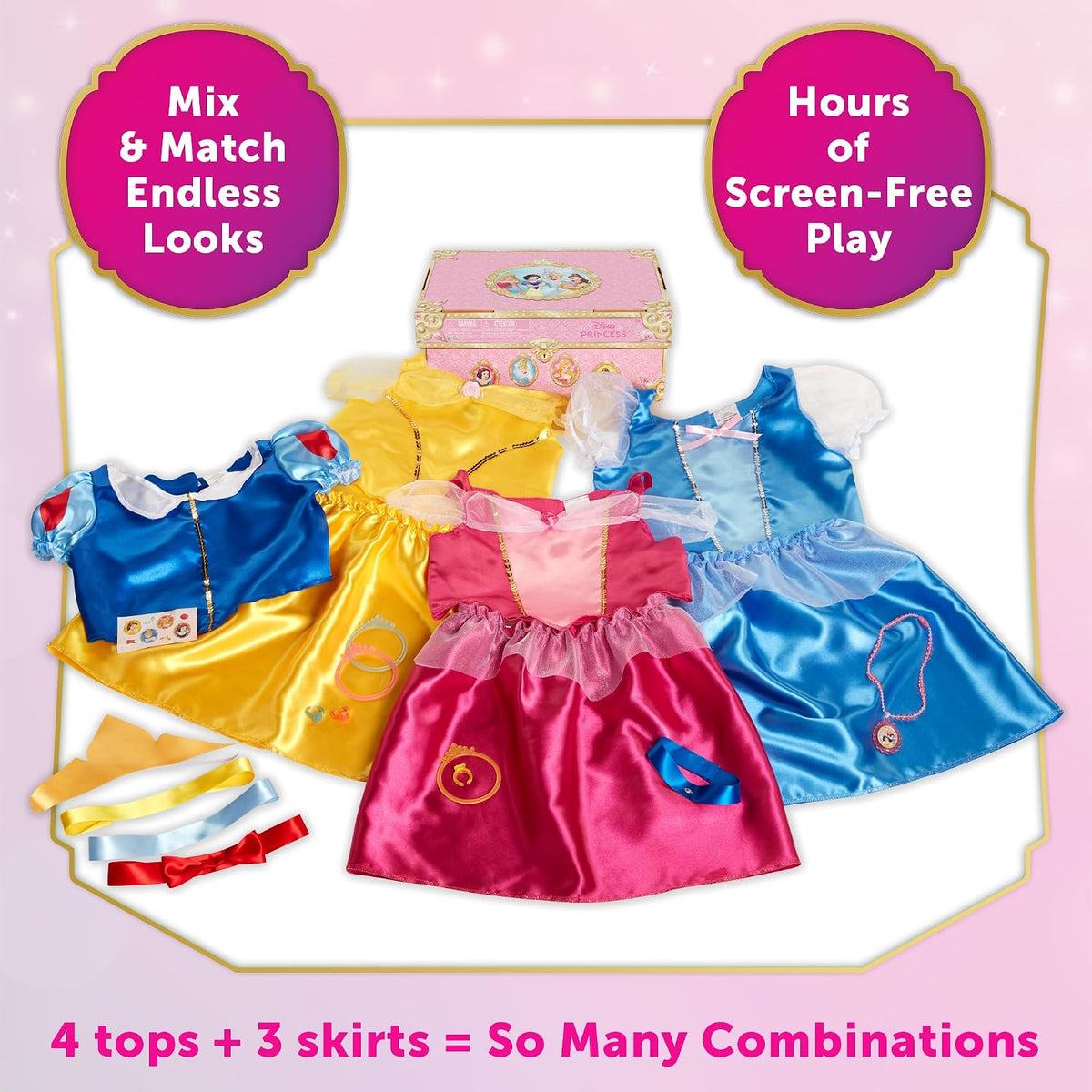 Disney Princess Baúl de Disfraces Deluxe 21 Piezas con Licencia Oficial [Exclusivo de Amazon]