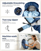 Sportneer Saco de dormir, 3 estaciones, cálido y frío, saco de dormir para adultos, niños y niñas, con saco de compresión, accesorios ligeros para equipo de camping, mochileros, senderismo
