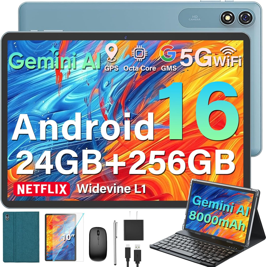 Tablet Android 16 mejorada 2026, tableta de 10 pulgadas con teclado...