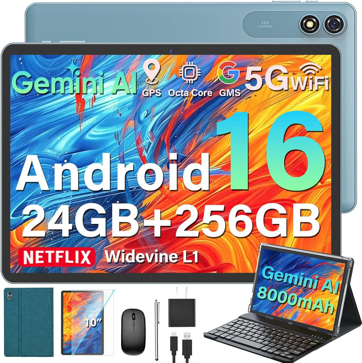 Tablet Android 16 mejorada 2026, tableta de 10 pulgadas con teclado...
