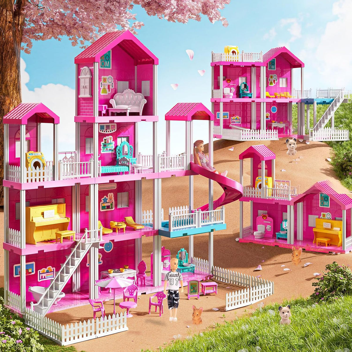 Pink Girl House Playset para niños de 3 a 8 años - Juguete para