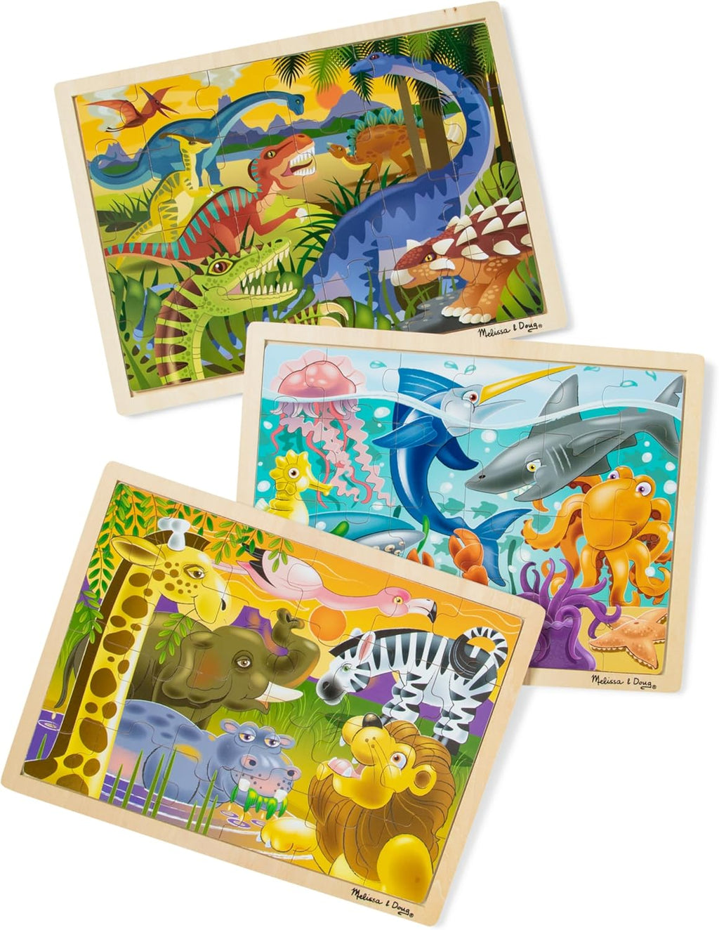 Melissa & Doug Jigsaw Puzzle Bundle (Dinosaur,Safari y Ocean)