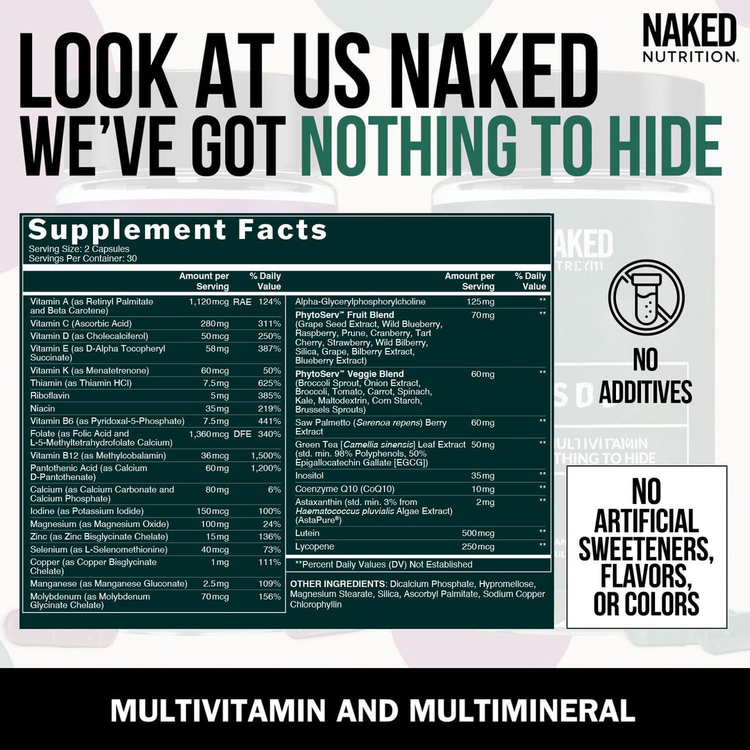 Multivitamínico diario para hombres - A, C, E, selenio, zinc, fruta...