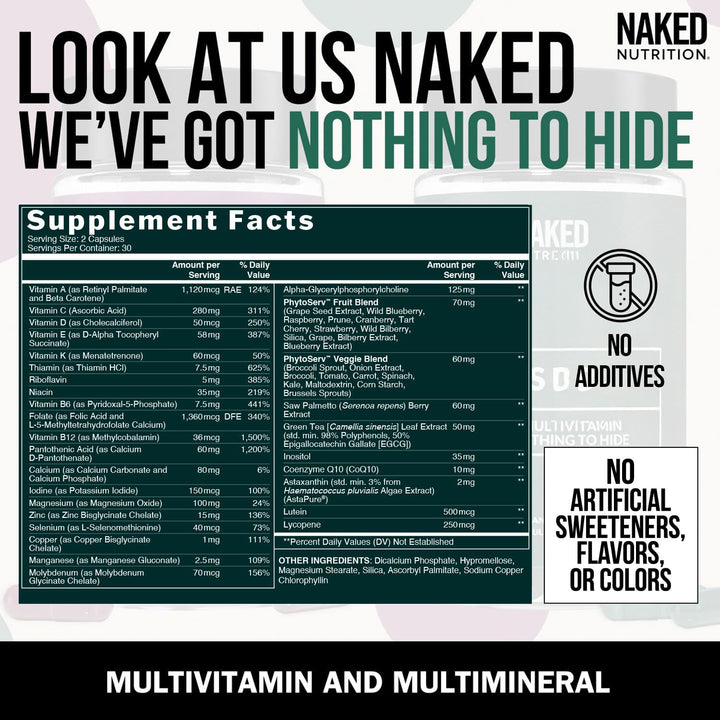 Multivitamínico diario para hombres - A, C, E, selenio, zinc, fruta...