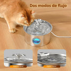 Fuente de agua para gatos de acero inoxidable: fuente para mascotas con 6 filtros y 3 esponjas