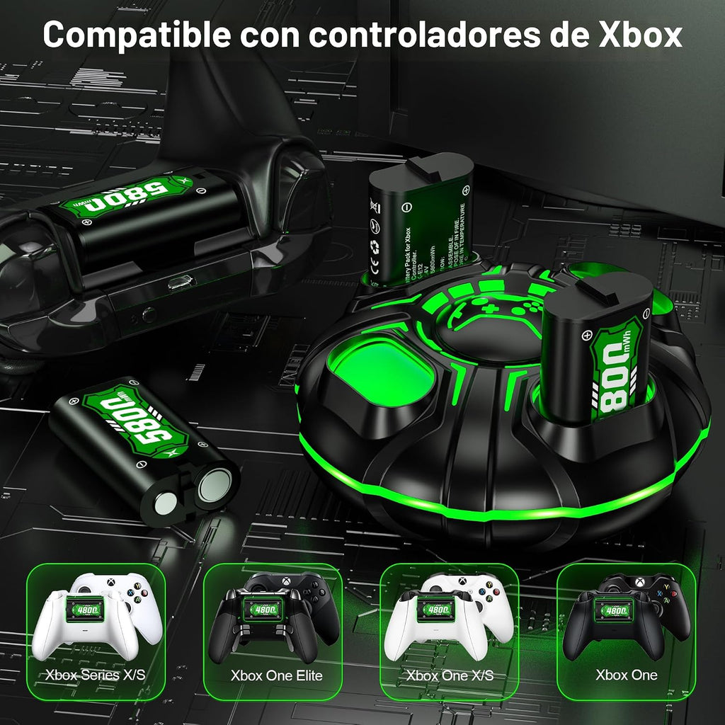 Ukor Carga rápida 4x5800mWh Batería recargable con cargador para controlador Xbox Baterías recargables Xbox para Xbox One & S & X & Elite, Xbox Series X y S
