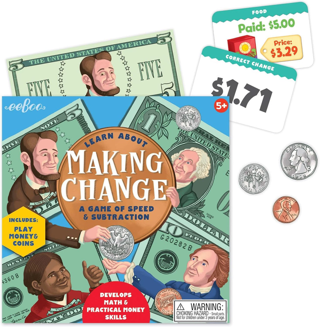 eeBoo Juego de matemáticas para hacer cambios con dinero de juego, monedas