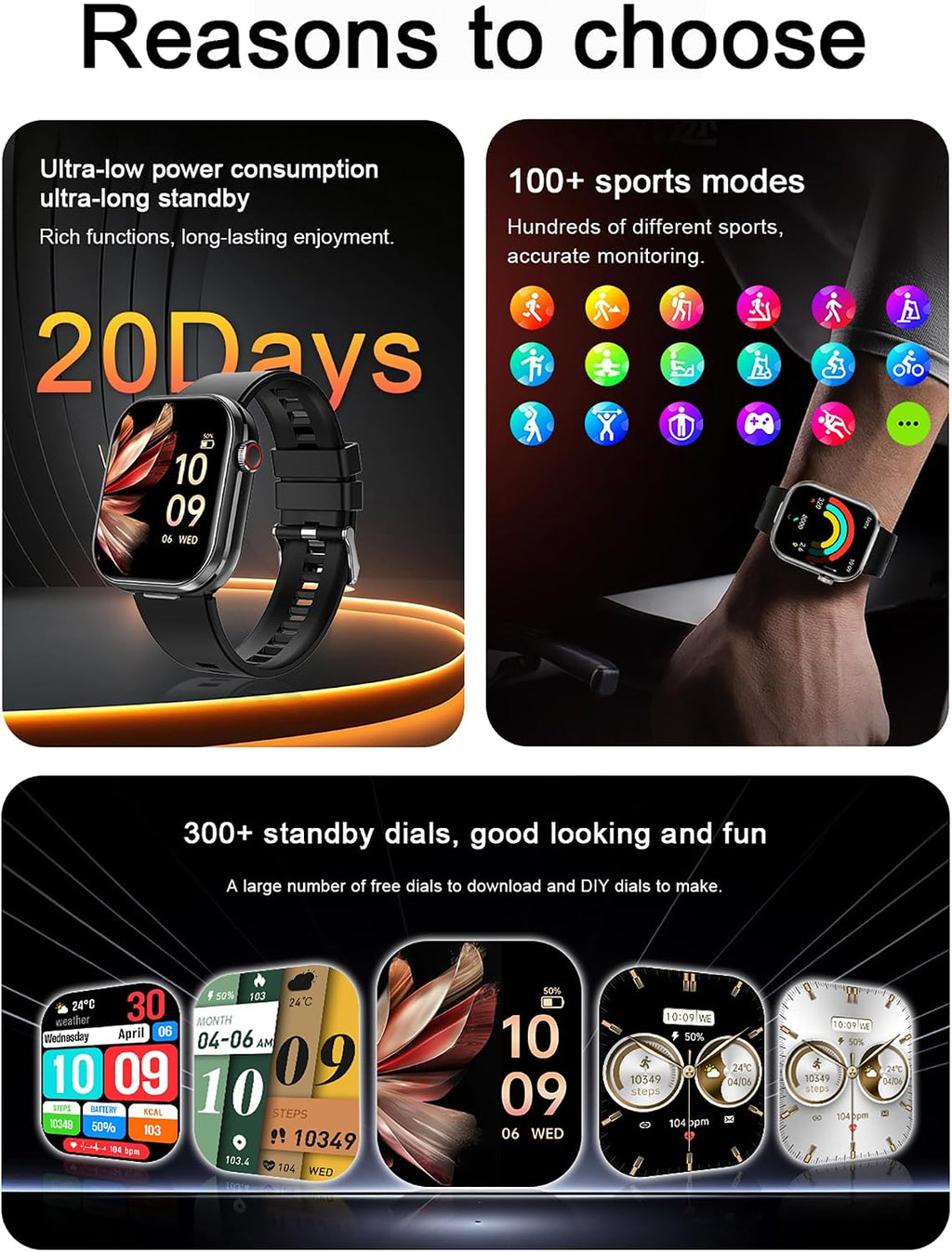 Reloj inteligente con auriculares, pantalla HD de 2.02 pulgadas, rastreador de actividad 2 en 1 con auriculares inalámbricos, impermeable, compatible con Android iOS, viene con 2 correas de