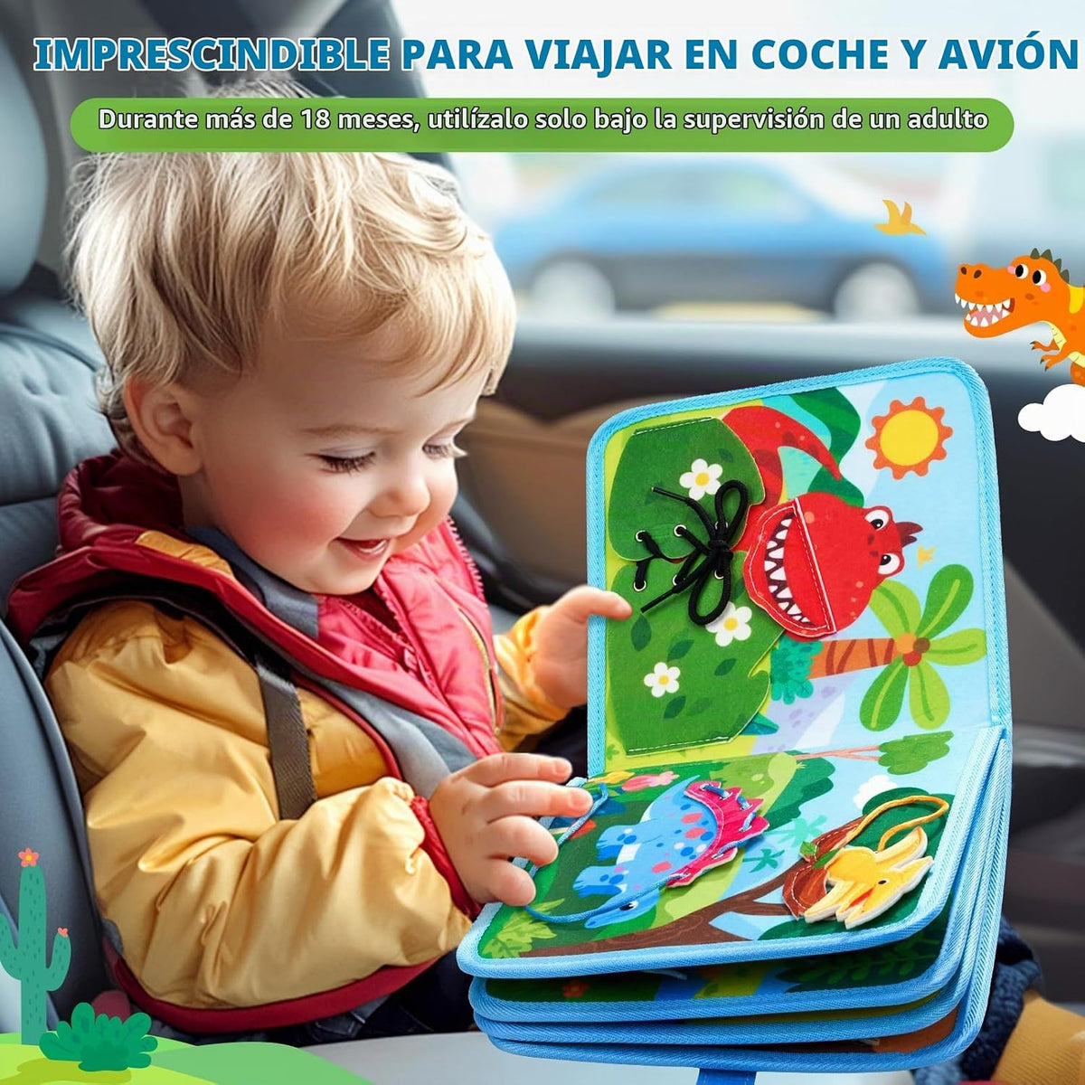 JoyCat Dinosaur Busy Book para Toddlers 2-4, Montessori Quiet Activity Toy