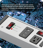 CCCEI Protector de sobretensiones resistente, calibre 12, puertos USB. Gris