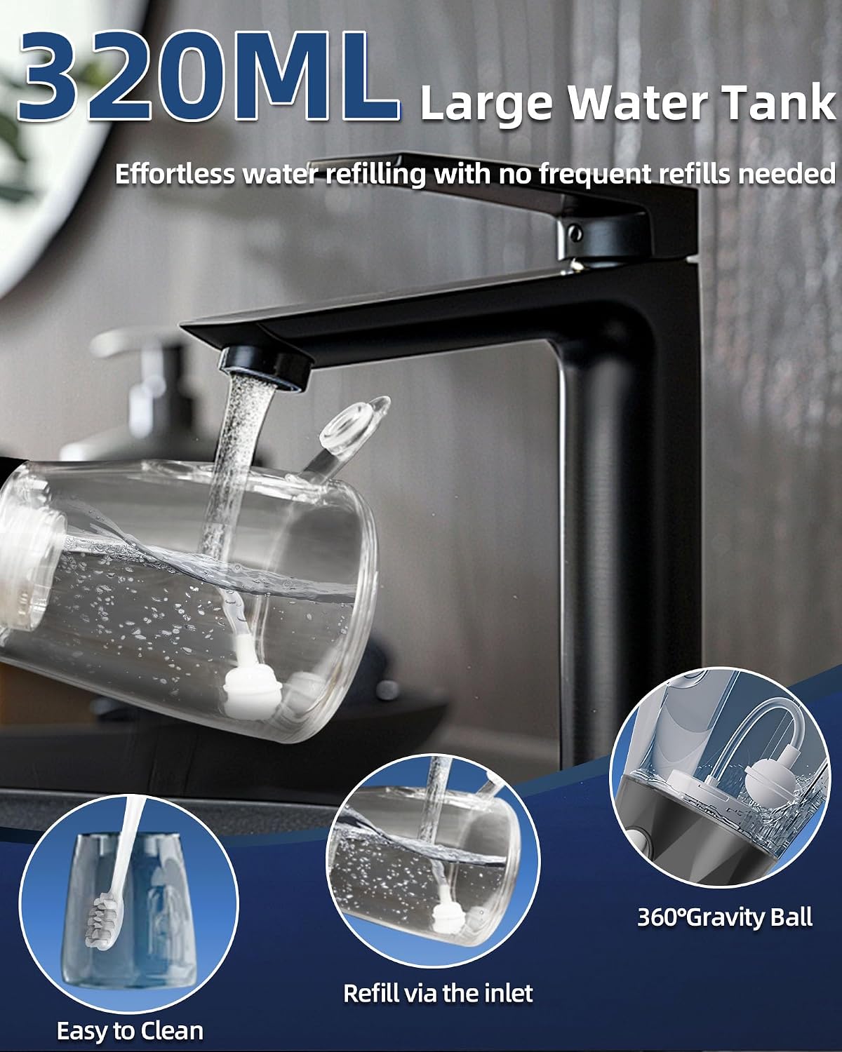 Combo de hilo dental y cepillo de dientes eléctrico, kit de limpieza oral 2-1, cepillo de dientes eléctrico sónico de 5 velocidades y irrigador de agua portátil de 4 velocidades para limpiar