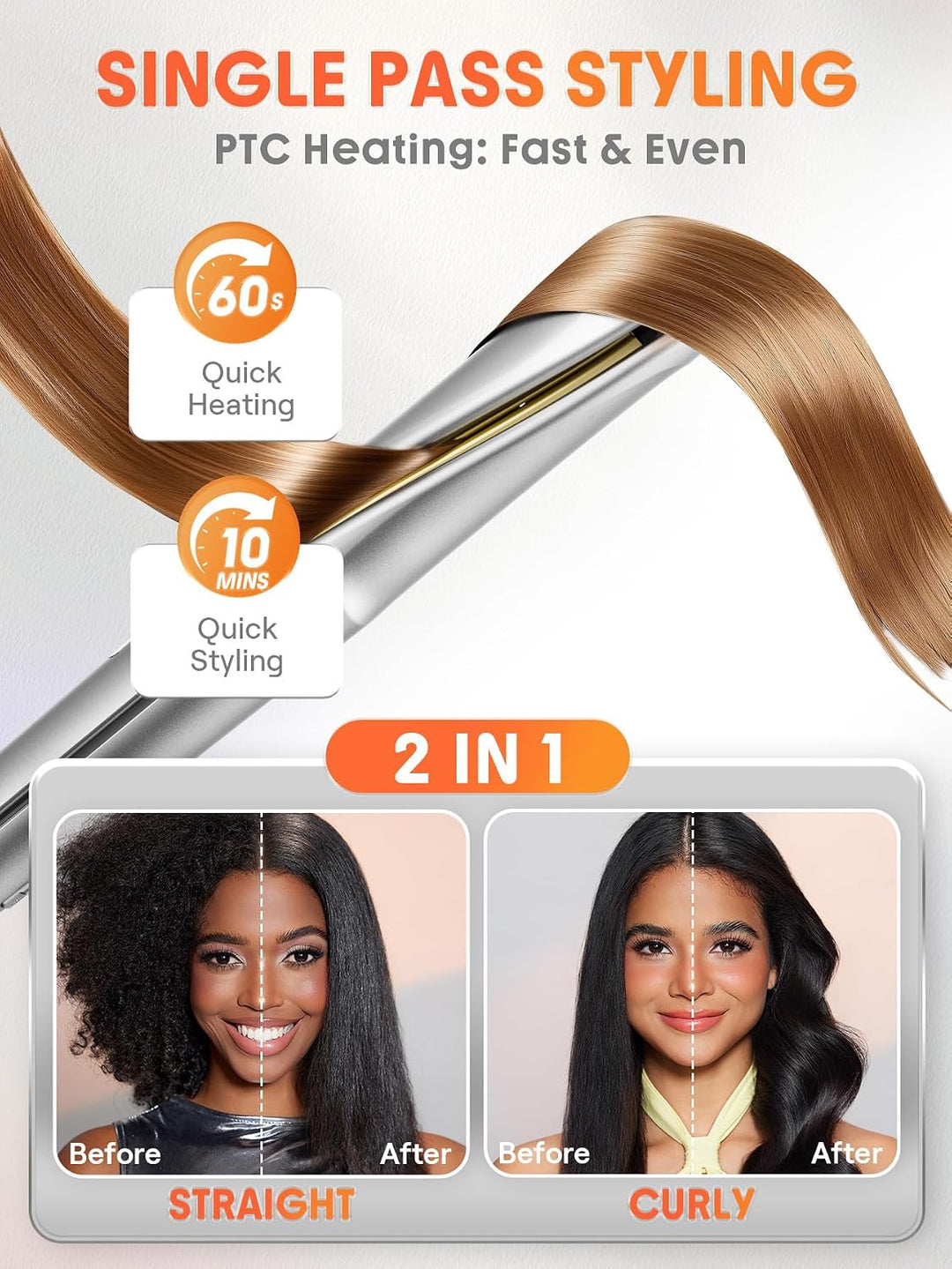 SHEGLAM Plancha plana para alisar el cabello, alisador y rizador de...