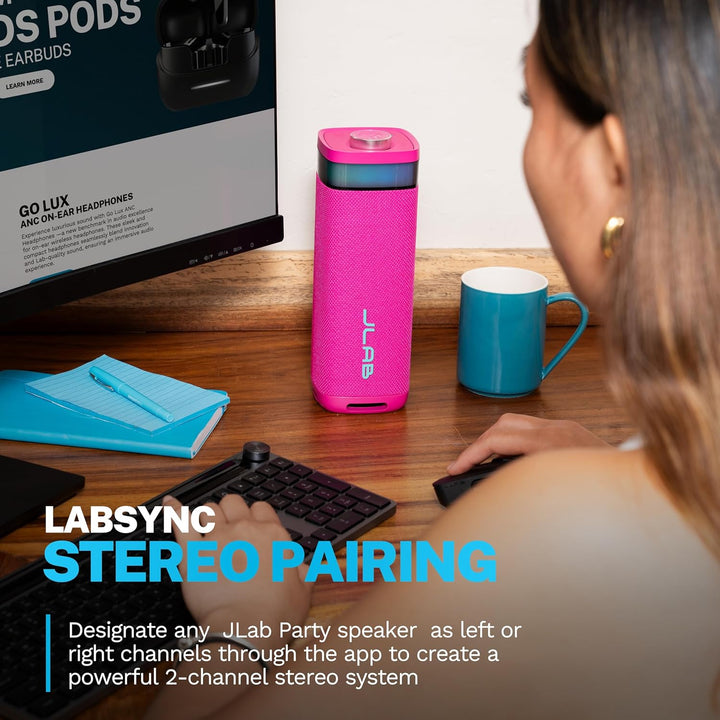 JLab JBuds Party - Altavoz Bluetooth portátil, 2 controladores de r...